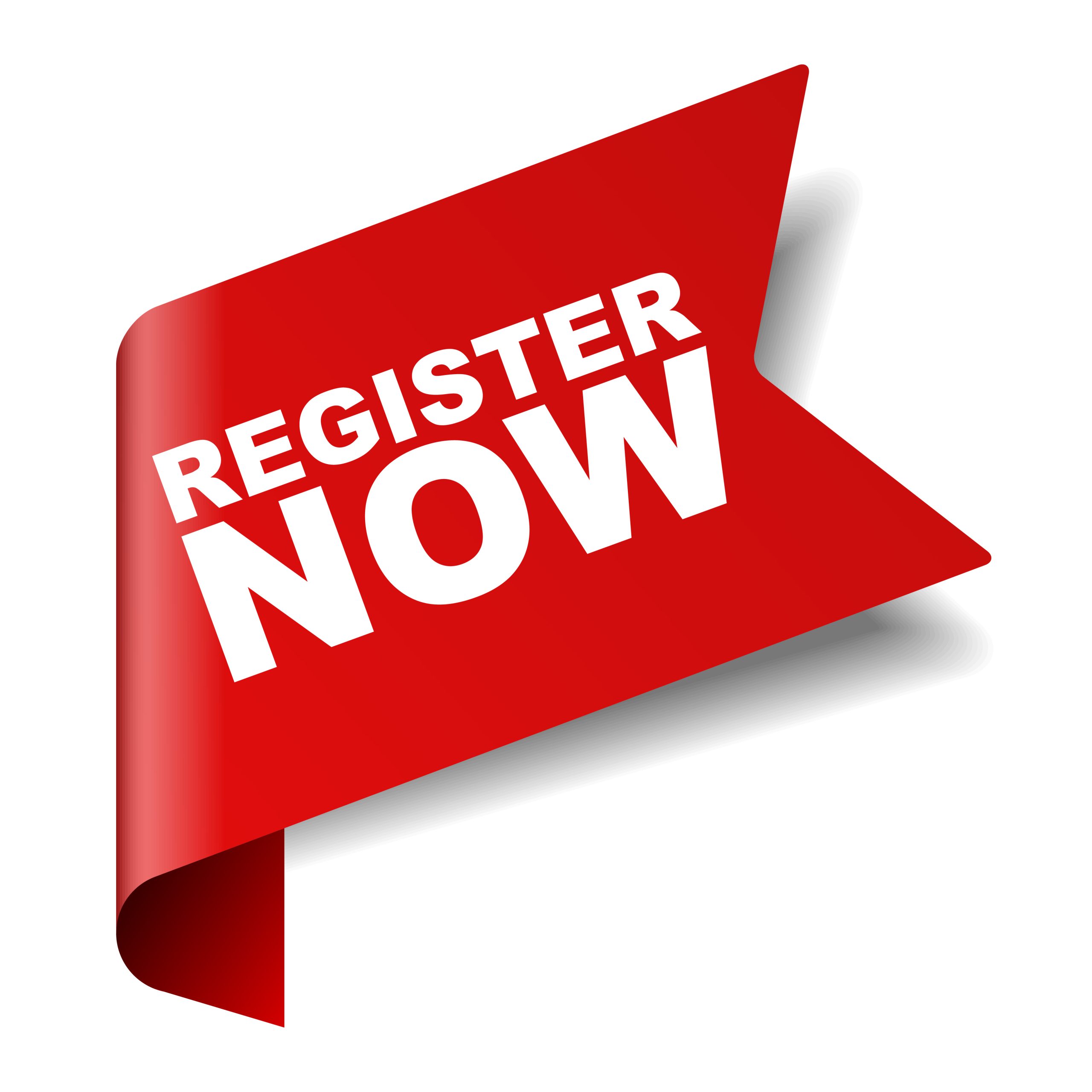 red vector banner register now